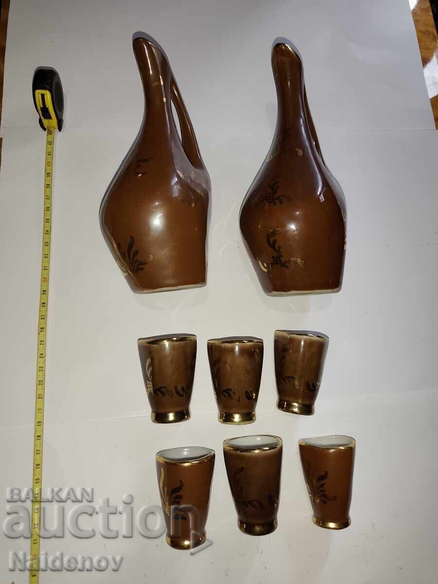 Delivery of Porcelain raki set from the Socialist era with gold plating