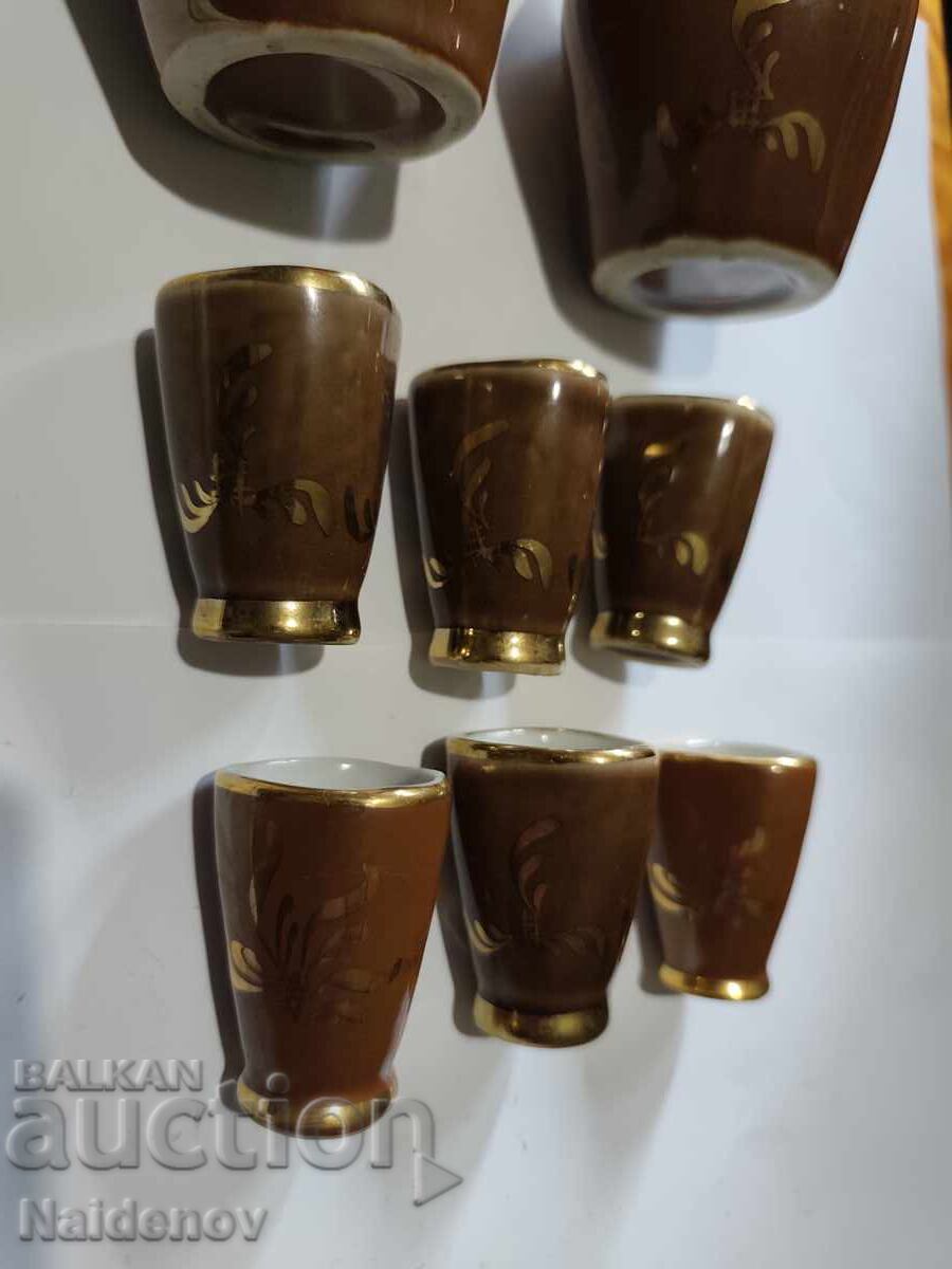 Porcelain raki set from the Socialist era with gold plating - 5