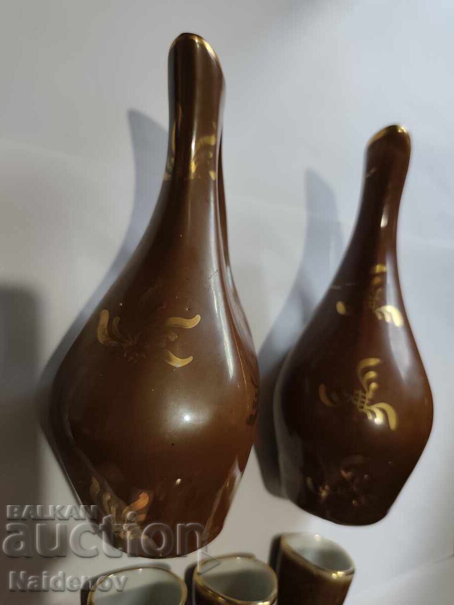 Porcelain raki set from the Socialist era with gold plating - 6