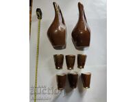 Πορσελάνινο σερβίτσιο για ρακί από την εποχή του Σοσιαλισμού με επίχρυσο