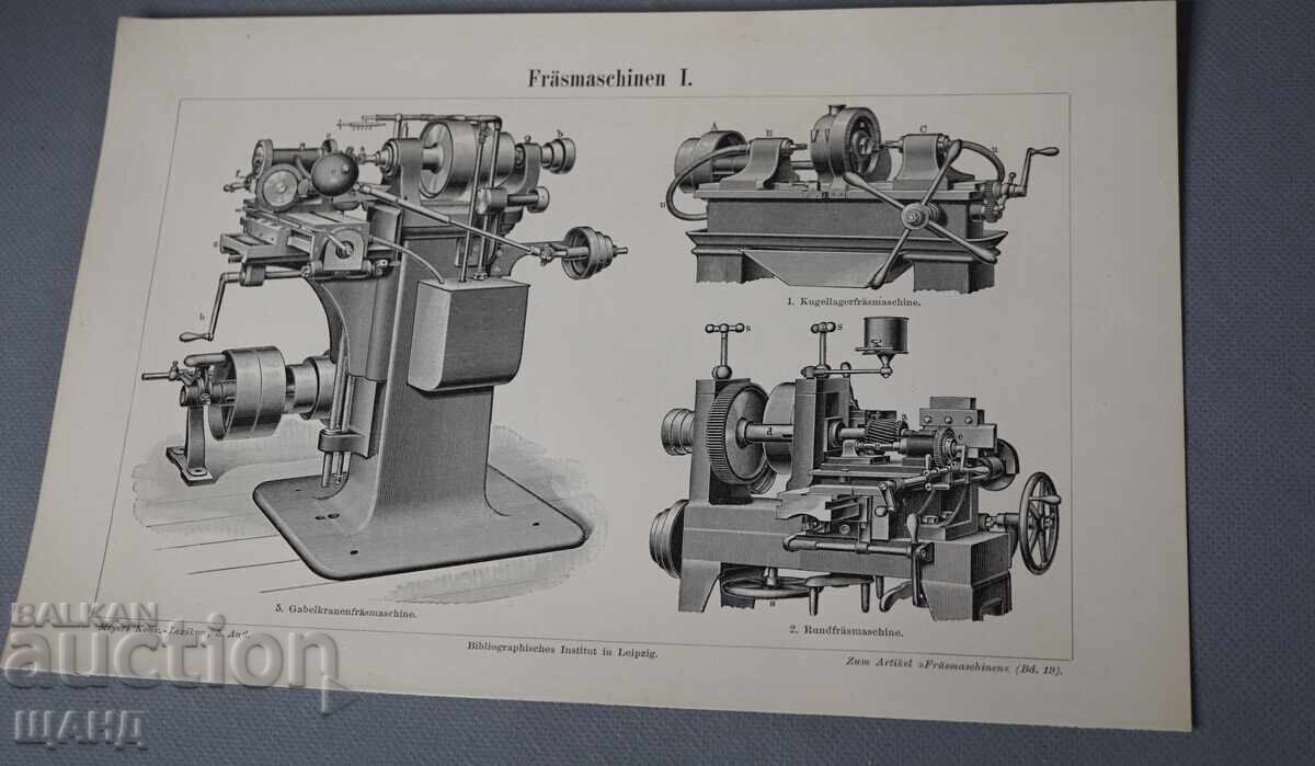 1900 Λιθογραφία τύπων φρεζομηχανών