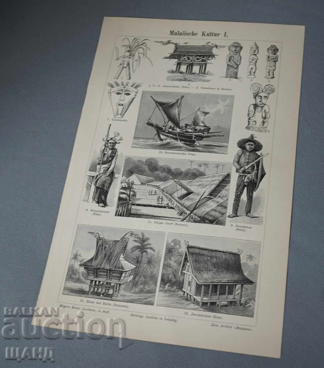 1900 Λιθογραφίες εργαλείων της μαλαισιανής κουλτούρας με τιμή € 5.11 | 9.99 BGN