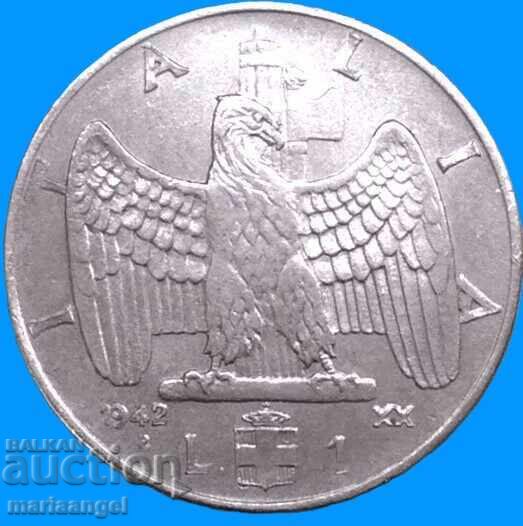 1 Λίρα 1942 Ιταλία Βίκτωρ Εμμανουήλ Γ' Φασιστικός Αετός - 5