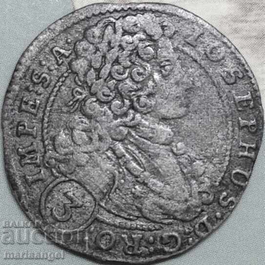 Аукцион 3 кройцера 1709 Австрия Йозеф I  Бохемия RDR - рядка