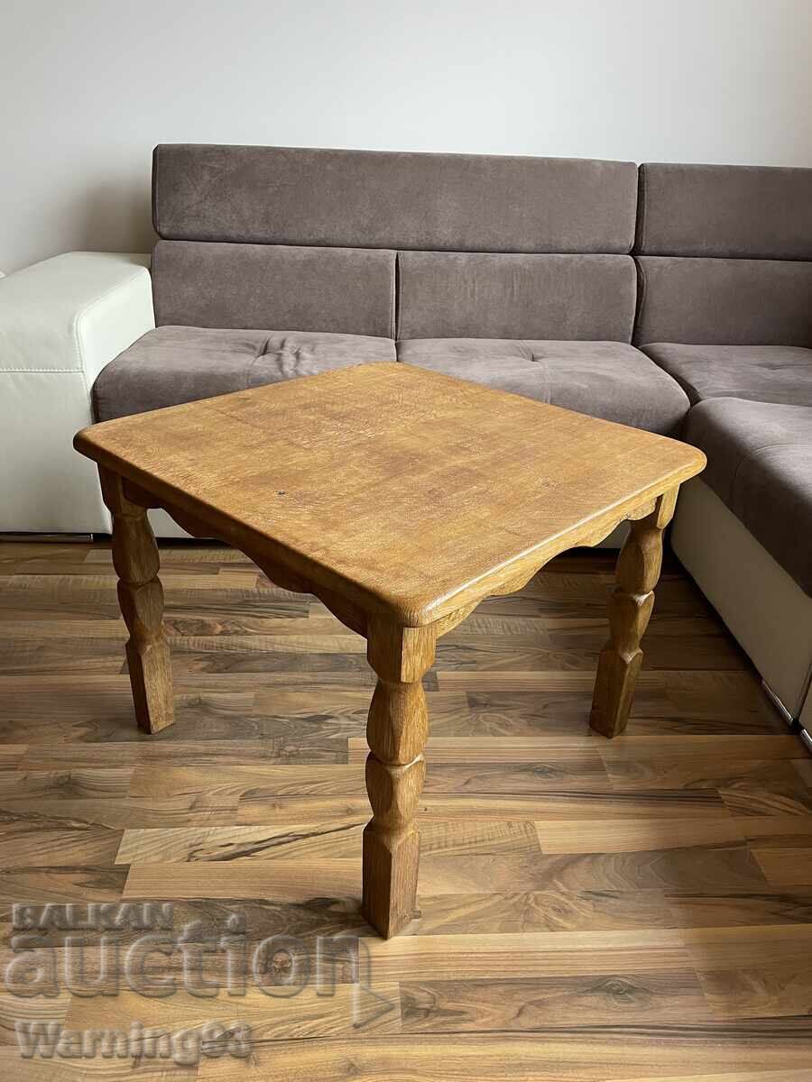 Auction  Old wooden table made of solid wood - wood carving