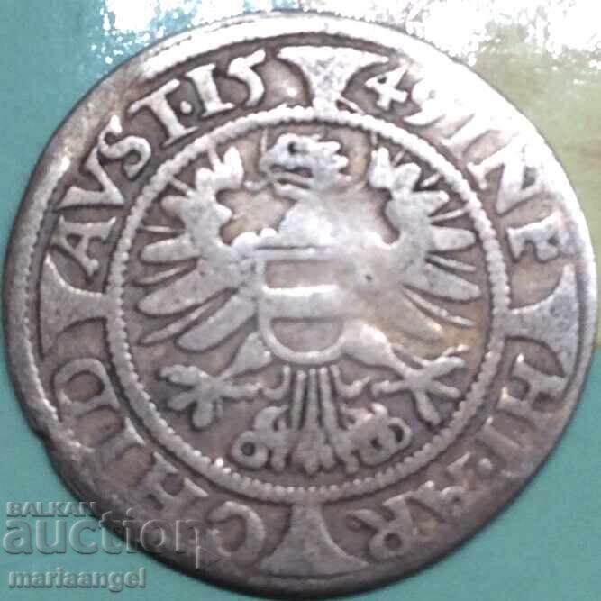 Австрия 3 кройцера 1549 Фердинанд  Орел с 1 глава сребро - 5