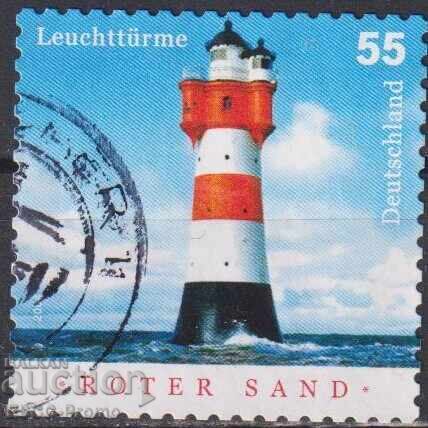 Timbrul poștal timbrat Marea Far Roter Sand 2004 din Germania