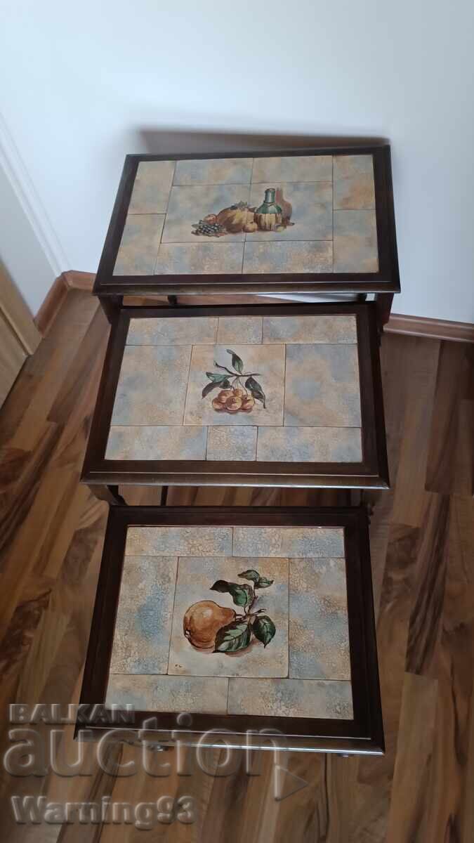 Three-piece set of tables - natural wood - 5 Three-piece set of tables - natural wood - 5