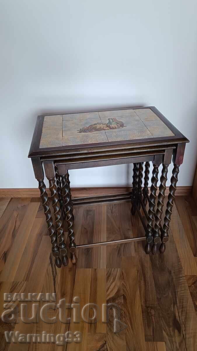 Three-piece set of tables - natural wood - 7 Three-piece set of tables - natural wood - 7