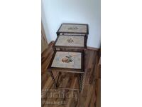 Троен сет маси - естествено дърво