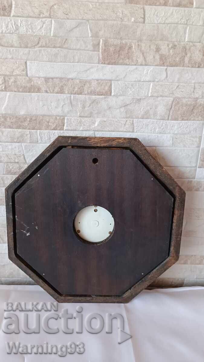 Old German barometer with wooden base - hexagon - 7 Old German barometer with wooden base - hexagon - 7