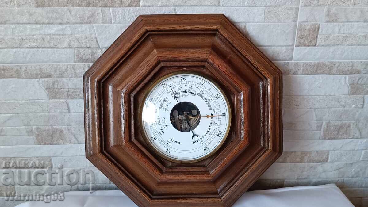 Old German barometer with wooden base - hexagon Old German barometer with wooden base - hexagon