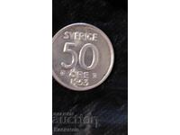 Old silver coin from Sweden 50 öre 1953