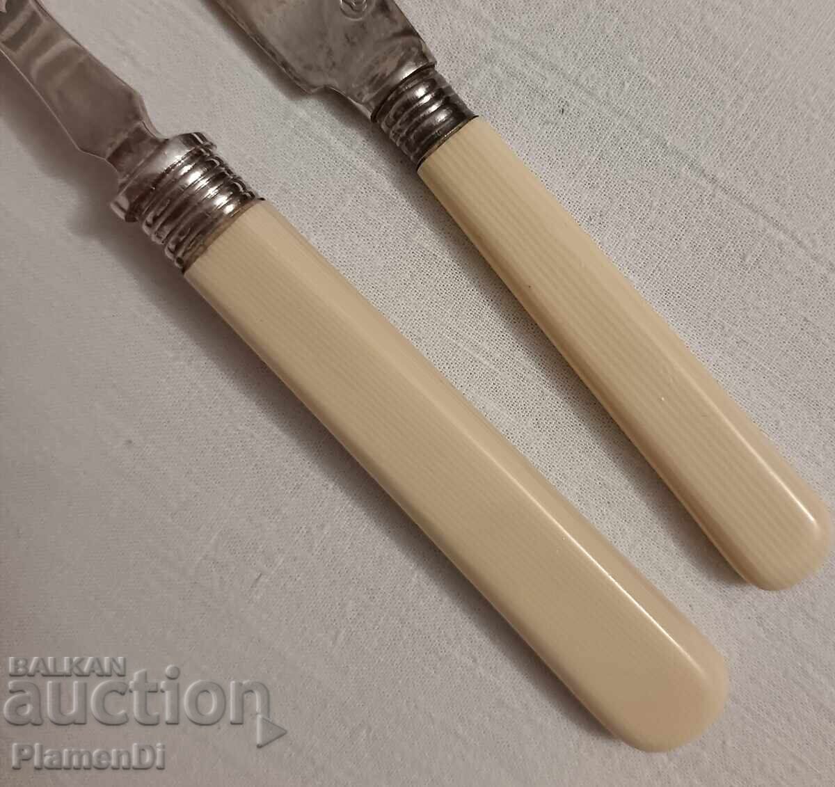 Cuțit și furculiță vechi argintate - 6