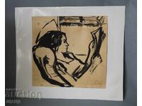 Desen vechi de maestru, tablou cu o femeie citind