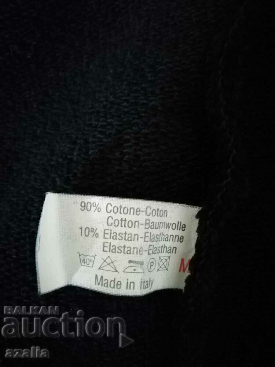 Черен суичър с качулка и орнаменти, памук - 5