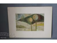 Desen vechi de maestru pictură acuarelă peisaj montan