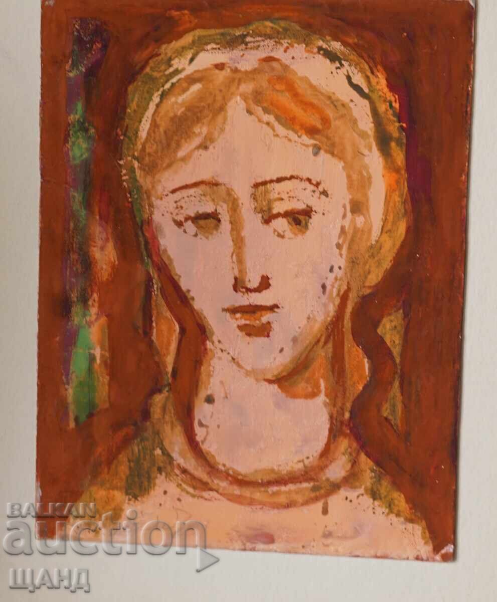 Стара Майсторска рисунка картина портрет мома момиче с цена € 3.25 | 6.36 лв.