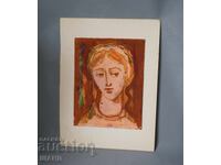Стара Майсторска рисунка картина портрет мома момиче