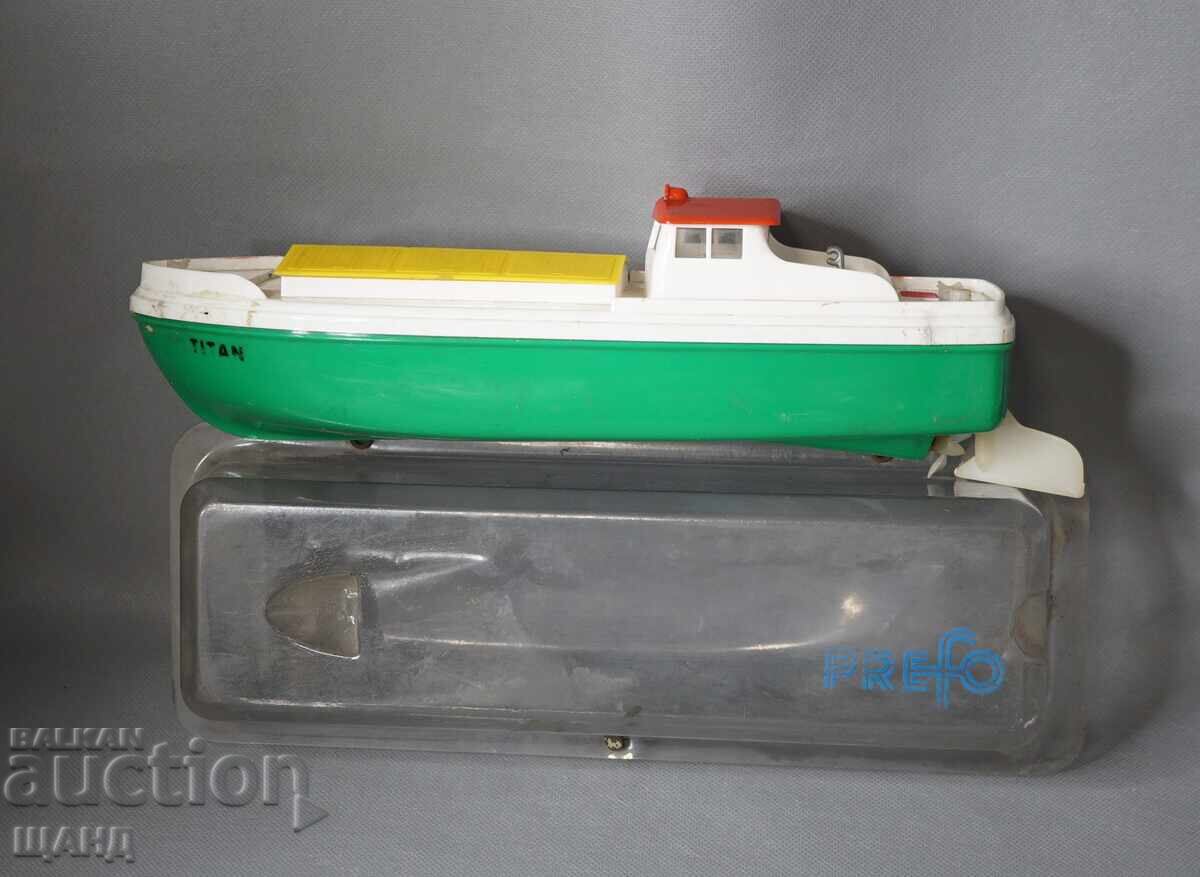 PREFO Old German plastic toy model boat with box