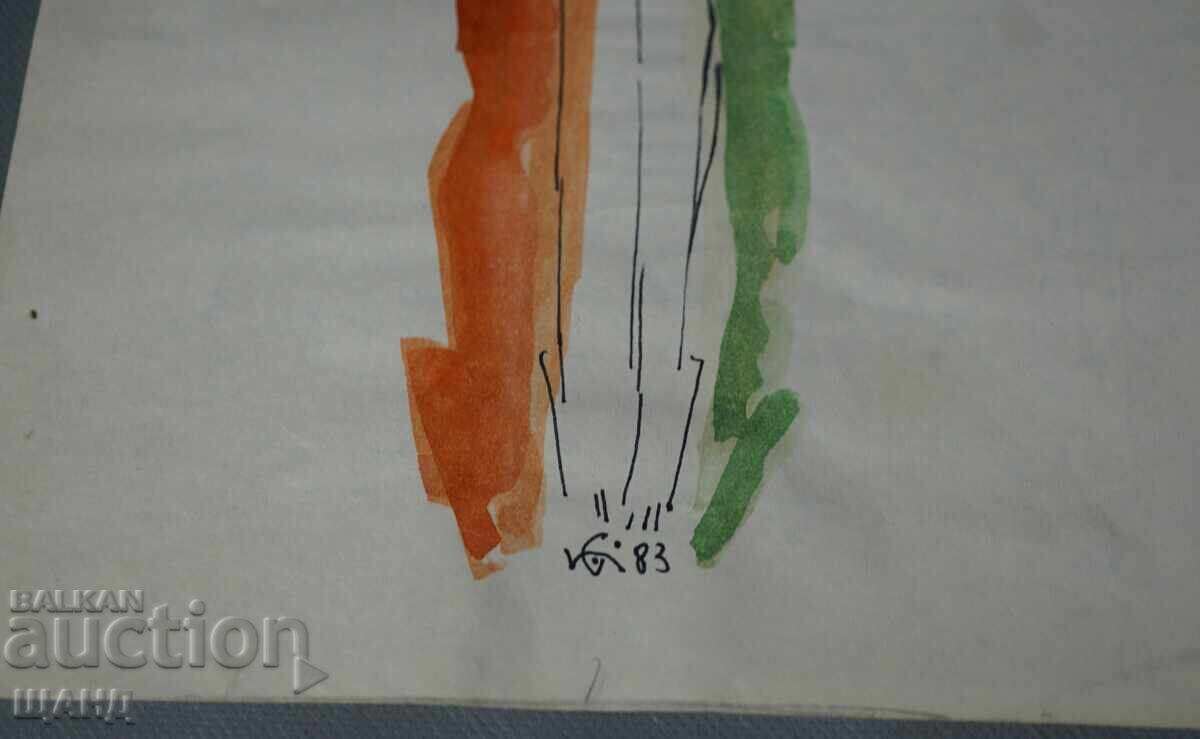 1983 Παλιά Μαεστρική ζωγραφική εικόνα ερωτική υπογεγραμμένη με τιμή € 5.29 | 10.35 BGN