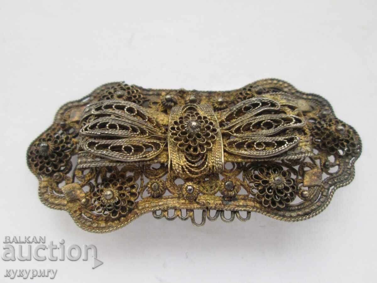 Аукцион Автентична стара Възрожденска сребърна брошка накит филигран Аукцион Автентична стара Възрожденска сребърна брошка накит филигран