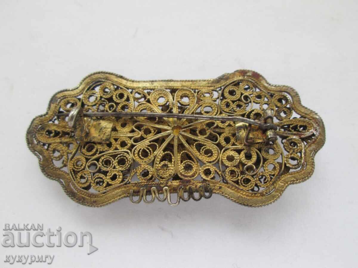 Доставка на Автентична стара Възрожденска сребърна брошка накит филигран Доставка на Автентична стара Възрожденска сребърна брошка накит филигран