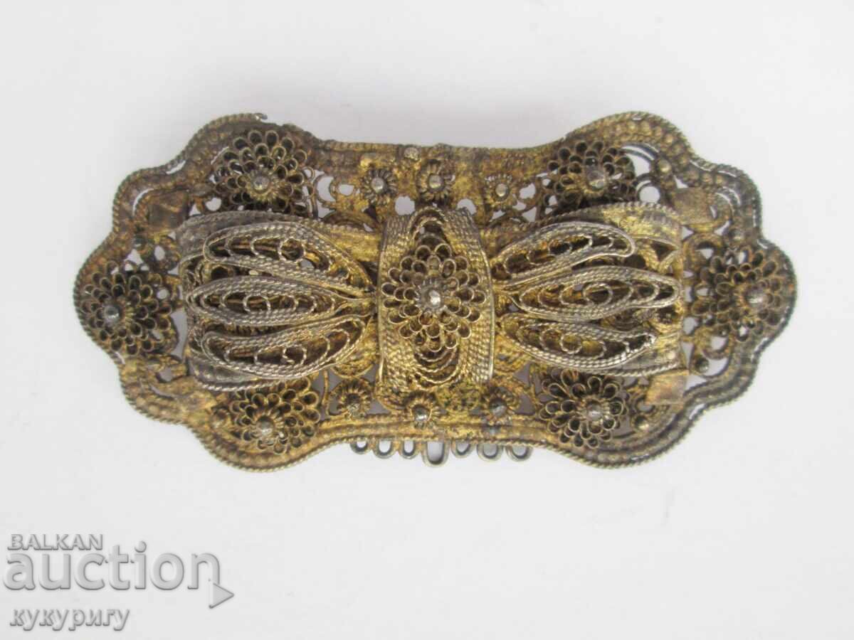 Автентична стара Възрожденска сребърна брошка накит филигран - 5 Автентична стара Възрожденска сребърна брошка накит филигран - 5