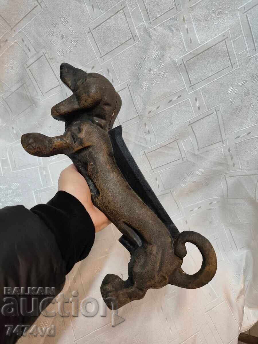 Стара масивна чугунена стъргалка за обувки куче 1900 - 6