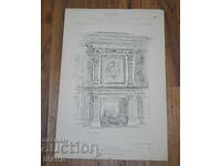1900 France Architectural Lithograph of a Buffet House