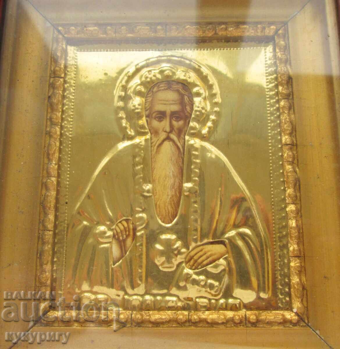Стара икона с позлатен обков на Св. Иван Рилски Чудотворец - 6