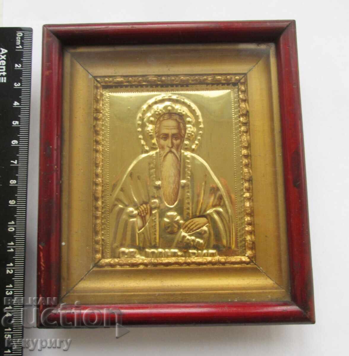 Стара икона с позлатен обков на Св. Иван Рилски Чудотворец - 7