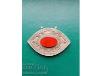 Αναγεννησιακό φυλαχτό Μάτι του Θεού ασήμι σατσάν καρνεόλιο