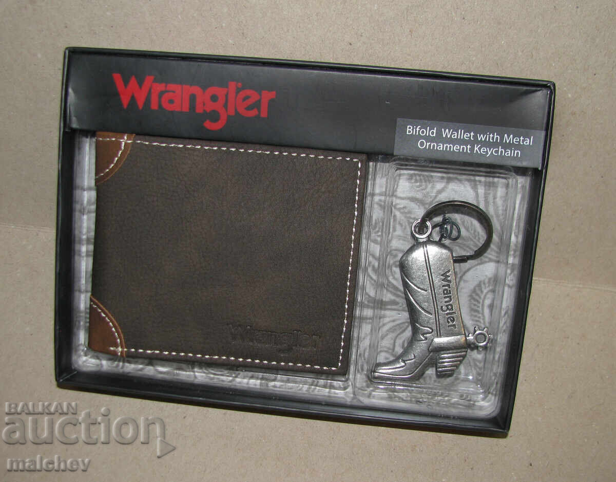 Δημοπρασία Σετ δερμάτινο πορτοφόλι και μπρελόκ Wrangler, καινούργιο Δημοπρασία Σετ δερμάτινο πορτοφόλι και μπρελόκ Wrangler, καινούργιο