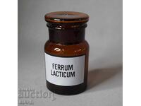 Παλιό γυάλινο φαρμακευτικό μπουκάλι βάζο φαρμακείο FERRRUM LACTI