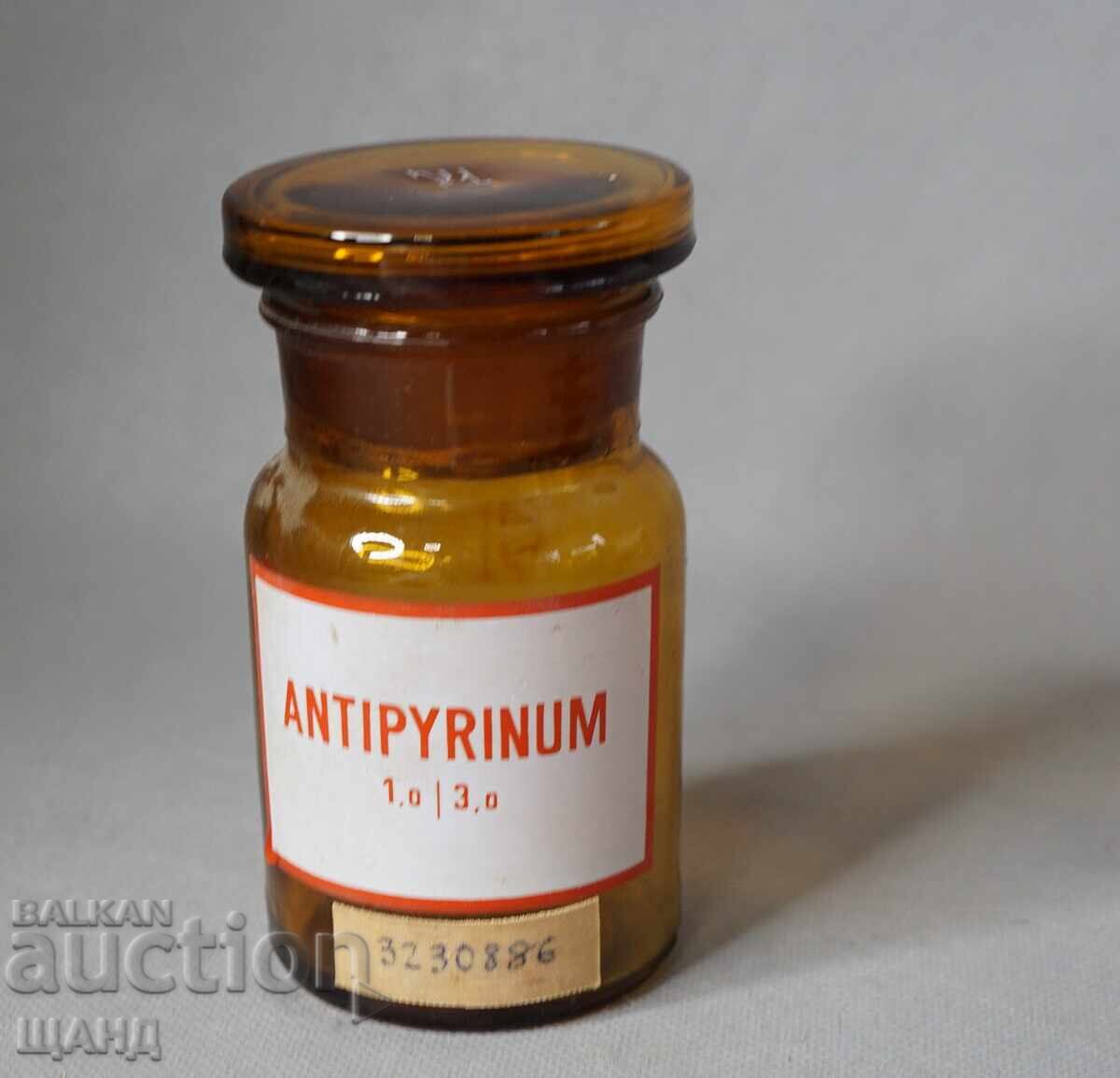 Old Glass Apothecary Bottle Jar Pharmacy ANTIPYRINUM