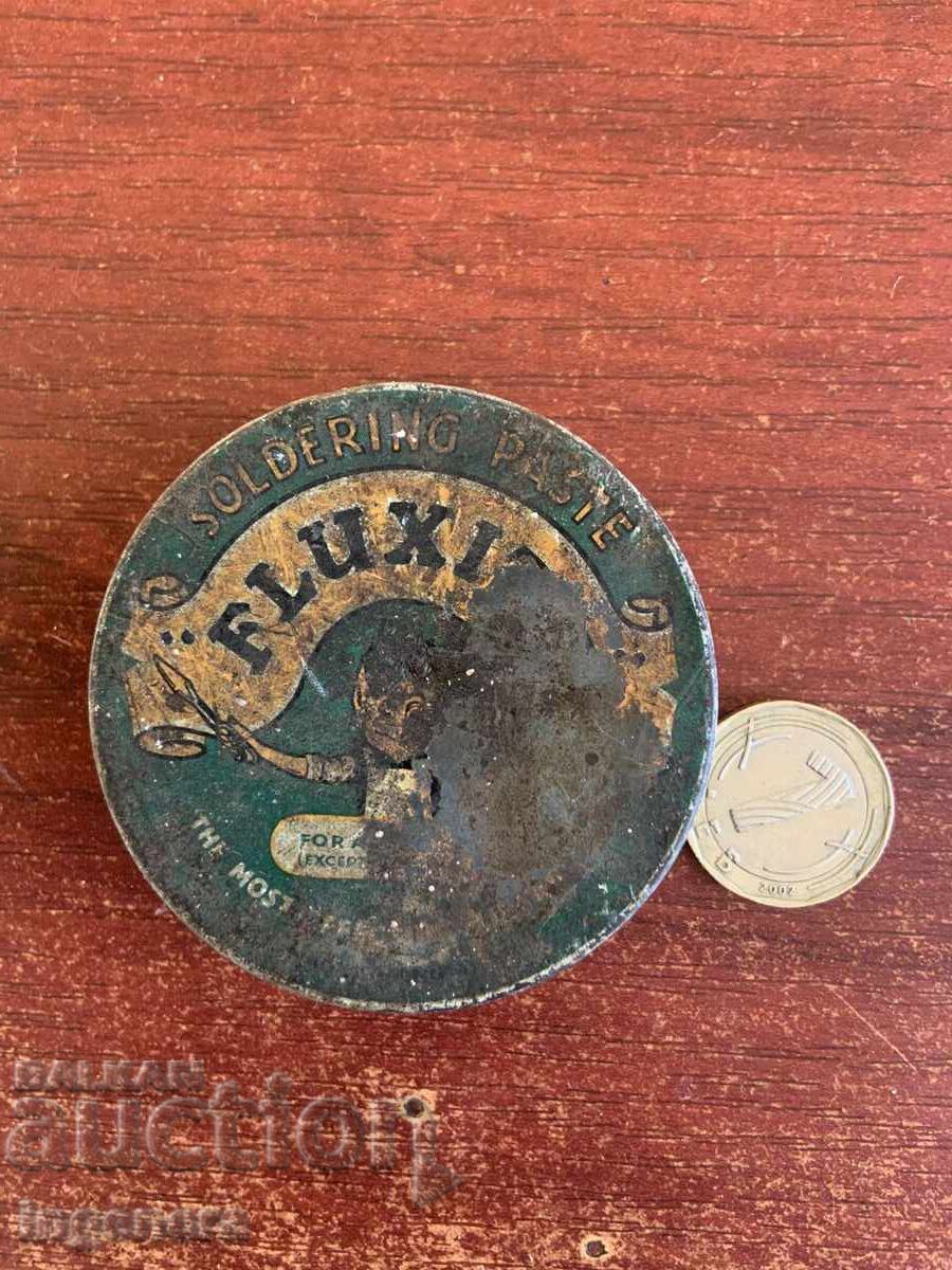 СТАРА МАРКОВА МЕТАЛНА КУТИЯ С ФЛЮС ПАСТА ЗА ЗАПОЯВАНЕ РЕТРО