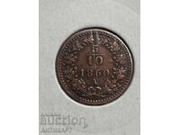 медна монета Австрия Австро Унгария 5/10 кройцер 1860