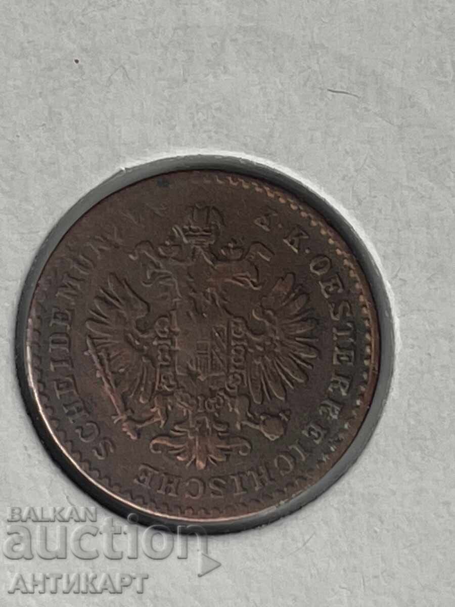 медна монета Австрия Австро Унгария 5/10 кройцер 1858 М с цена € 4.00 | 7.82 лв.