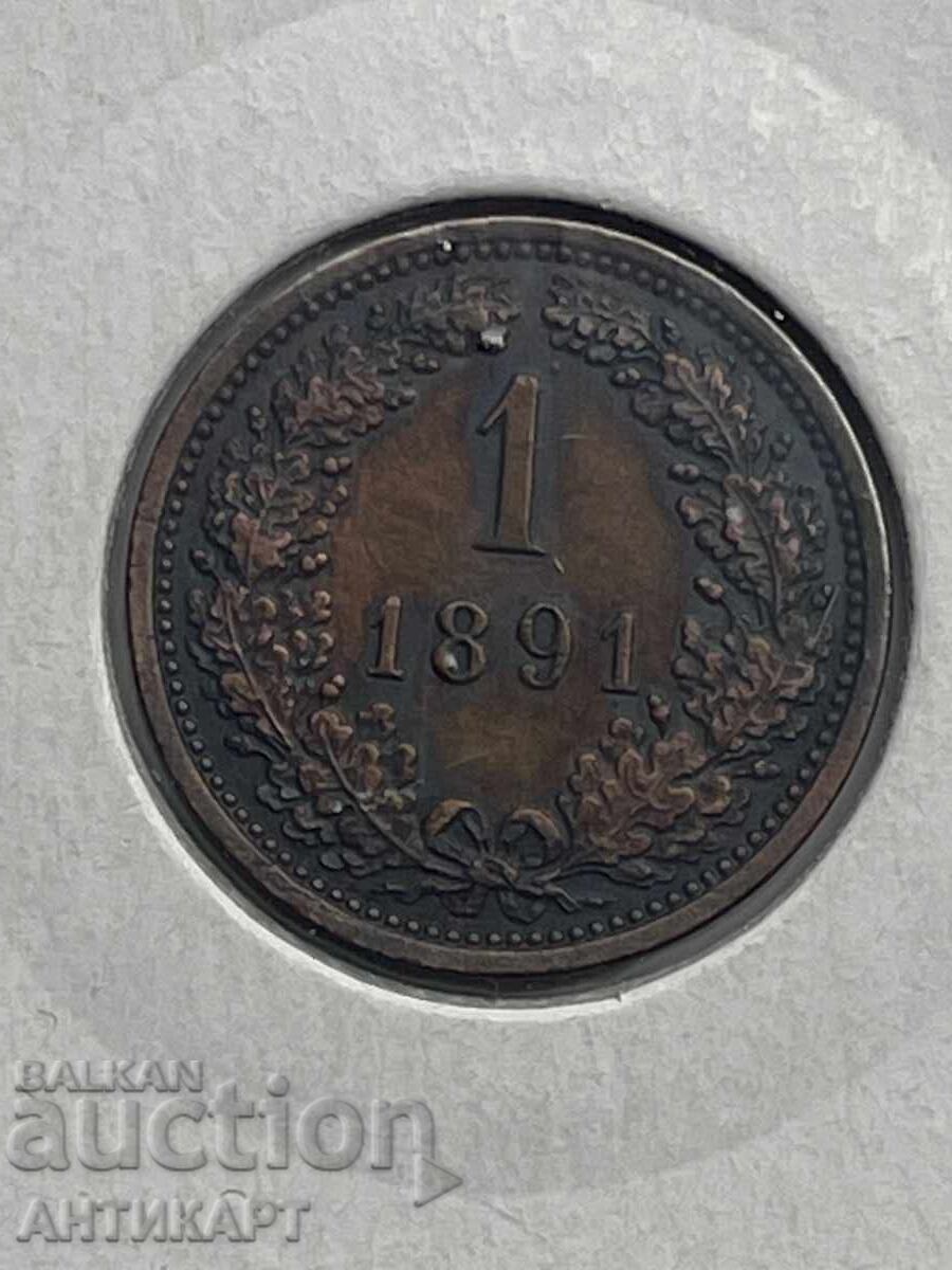 рядка медна монета Австрия 1 кройцер 1891 рядка медна монета Австрия 1 кройцер 1891