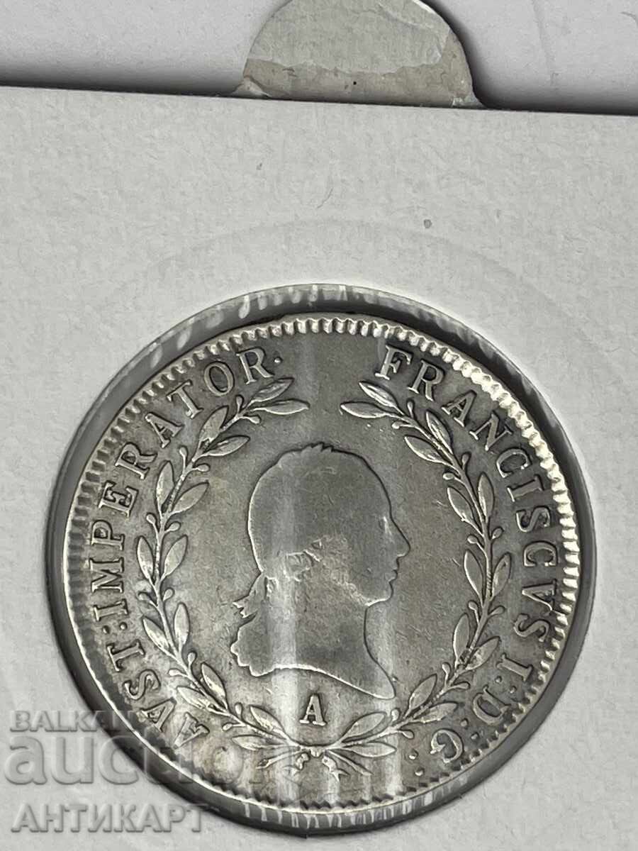 рядка сребърна монета Австрия 20 кройцера 1815 с цена € 25.00 | 48.90 лв.