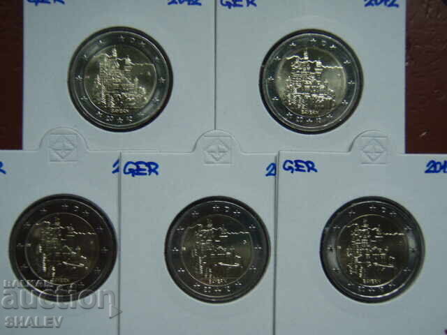2 Euro 2012 Germany "Bayern" A,D,F,G,J /Германия/ - 2 евро с цена € 28.19 | 55.13 лв.
