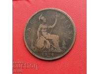 Marea Britanie - 1 penny 1874 H - rar - Regina Victoria