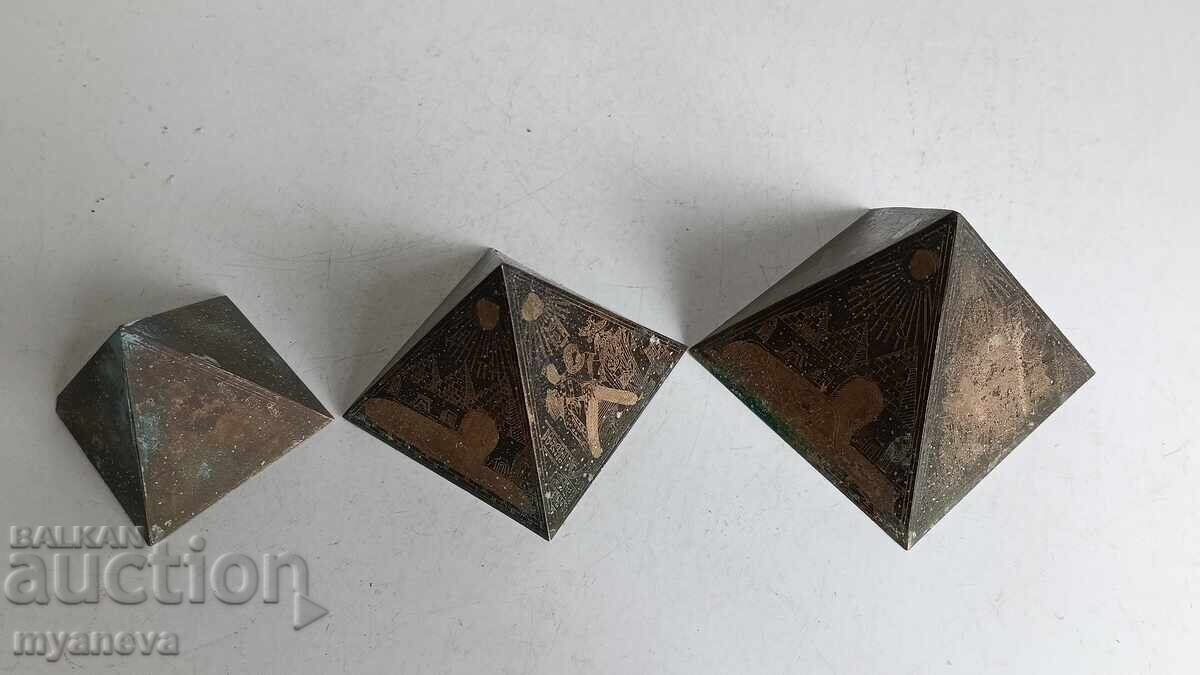 Auction  Vintage bronze energy pyramids with Egyptian motifs