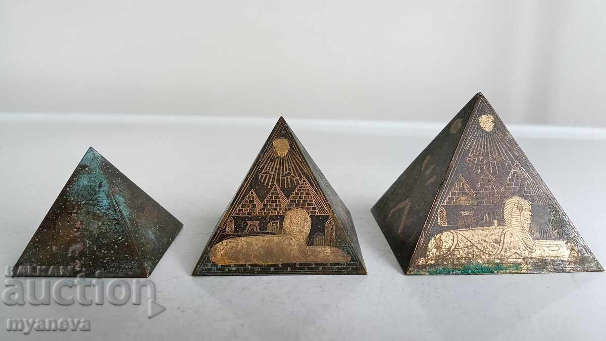 Vintage, bronz, piramide energetice cu motive egiptene
