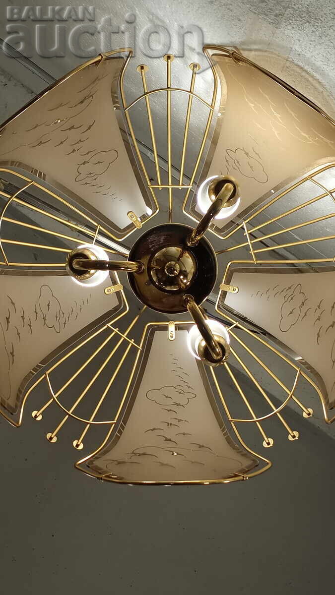 Auction  Lampshade (Chandelier) with 5 glass shades and 3 LED bulbs E14 / 5W