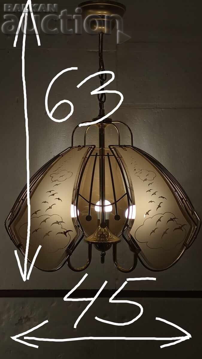 Lampshade (Chandelier) with 5 glass shades and 3 LED bulbs E14 / 5W - 5