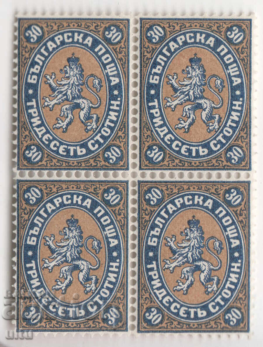 Bŭlgariya, 1881, MI11 **, MNH, 30 λεπτά Τσαρική ταχυδρομείο σε καρέ