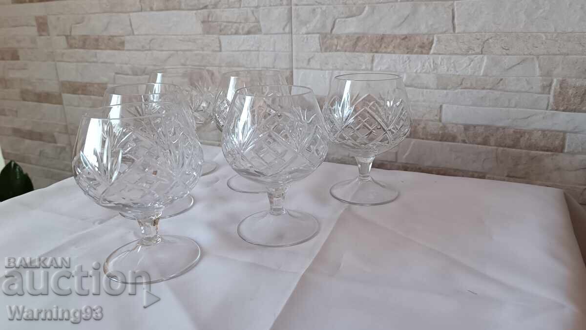 Auction  Whiskey / Cognac Service - Lead Crystal - 6 Pieces - Quartz