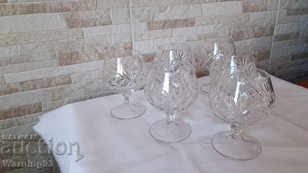 Whiskey / Cognac Service - Lead Crystal - 6 Pieces - Quartz - 5